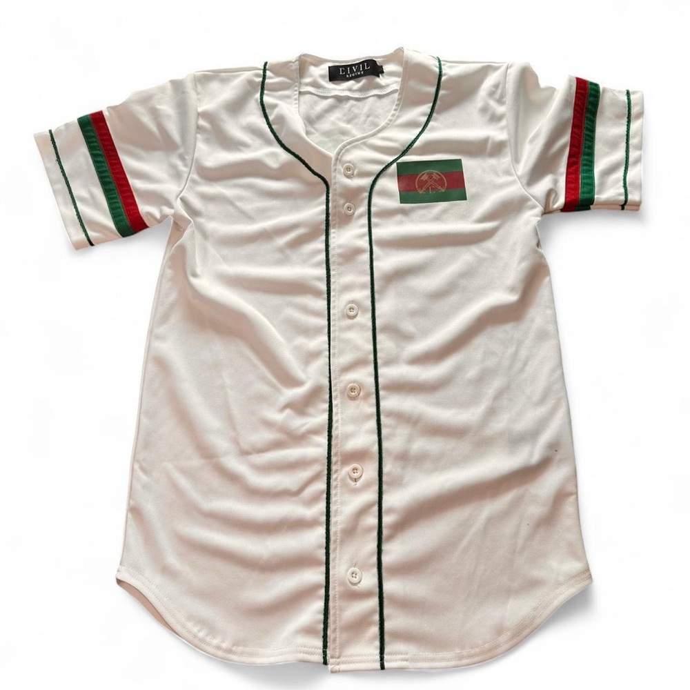 Civil Regime Snake Mens Shirt Size Medium Baseball Jersey White Button‎ Up Rare